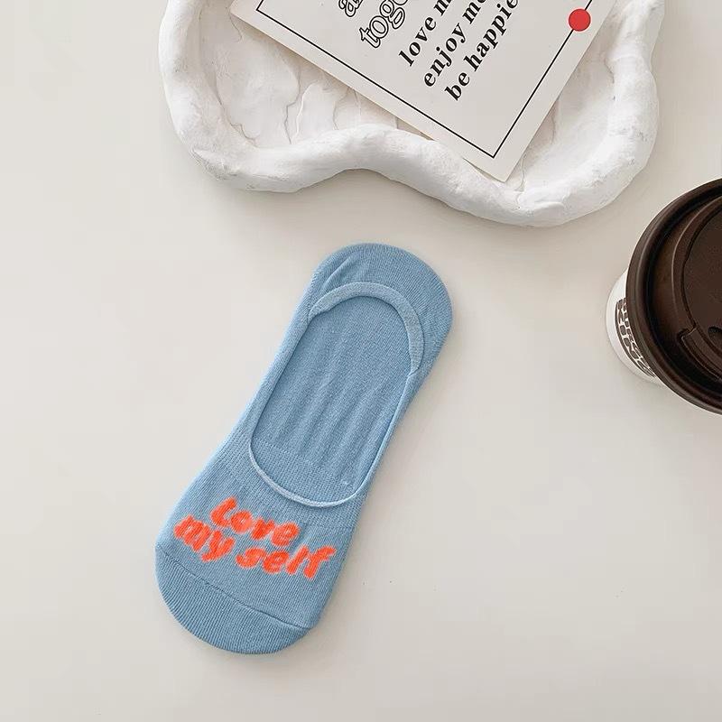 Colorful Dopamine Letter Boat Socks Women'S Shallow Breathable Socks Summer Thin Breathable Invisible Socks