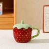 Strawberry Mug Ceramic Cup with Lid Cute Home Office Coffee Cup for Women Dormitory
