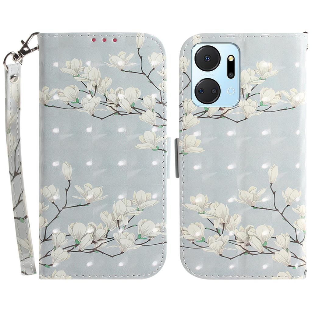 PU Leather Case for Honor X7a 5G Protective Case Wallet Phone Cover with Strap