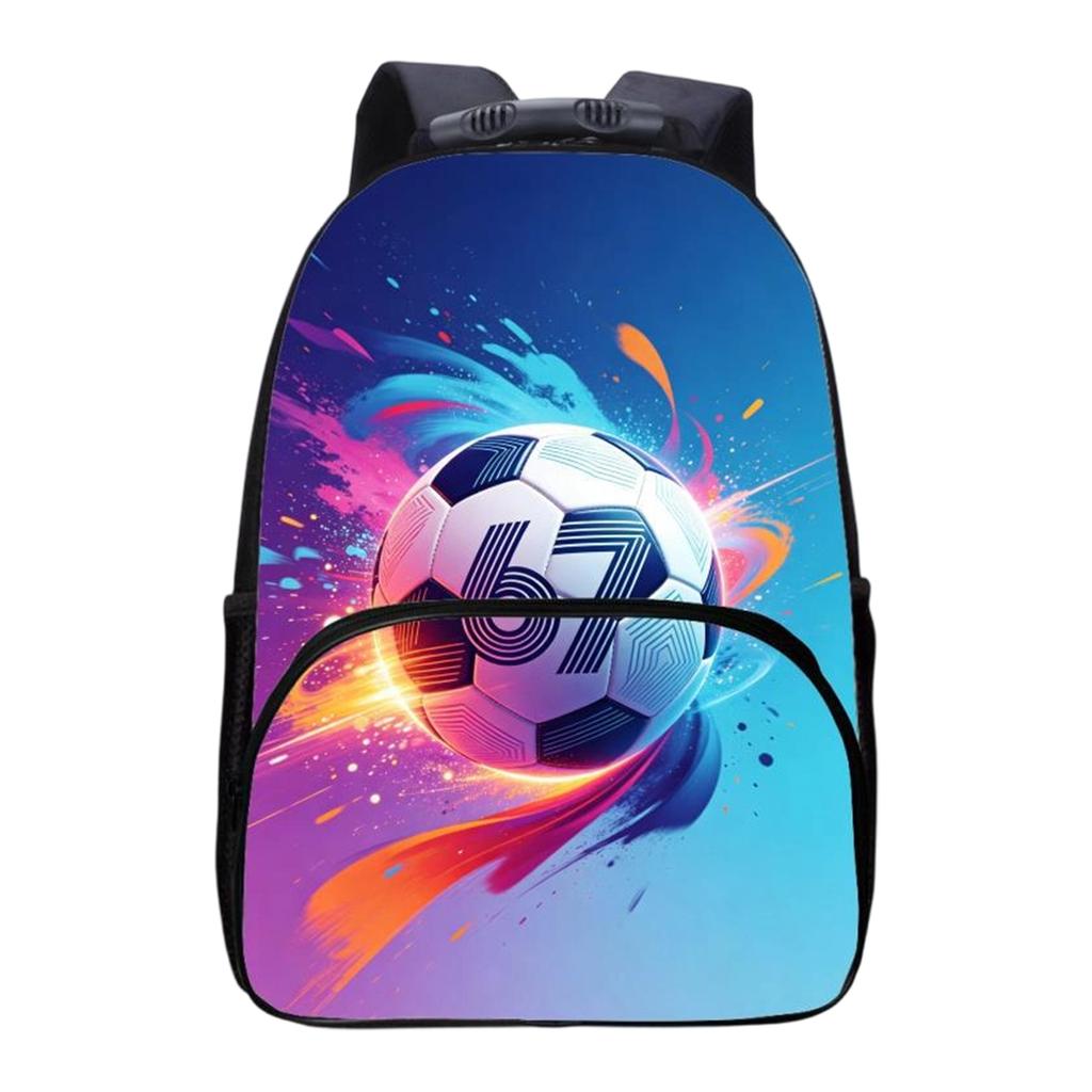 Large Capacity Soccer Print Backpack Durable School Bag with Multiple Compartments Adjustable Shoulder Straps and Front Pocket for Daily Use