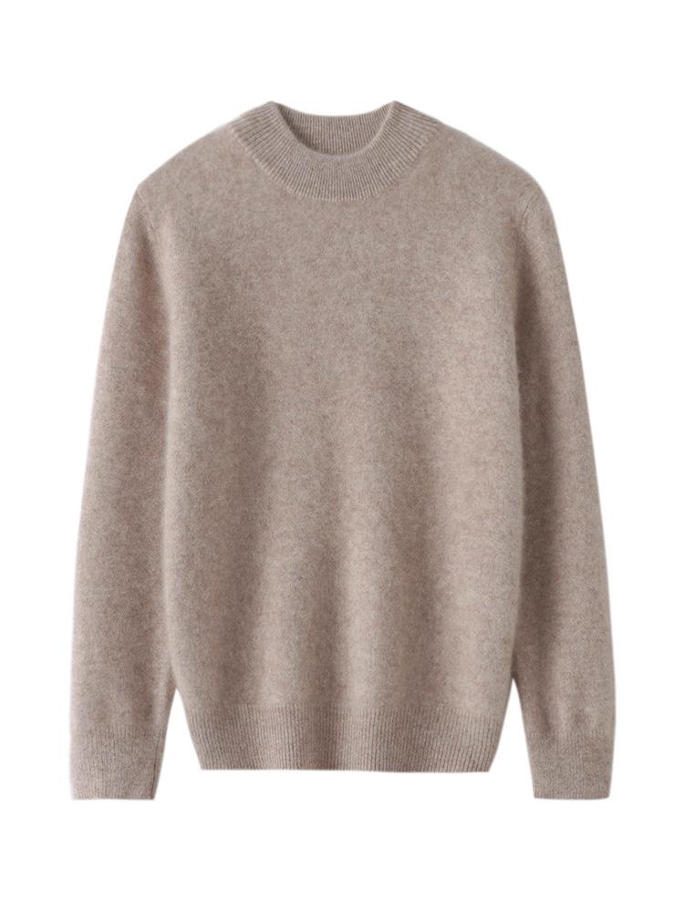 Pure Wool Sweater for Kids: Half-High Collar, Autumn/Winter Warm Knit, Unisex, Plain Color, Medium/Older Children