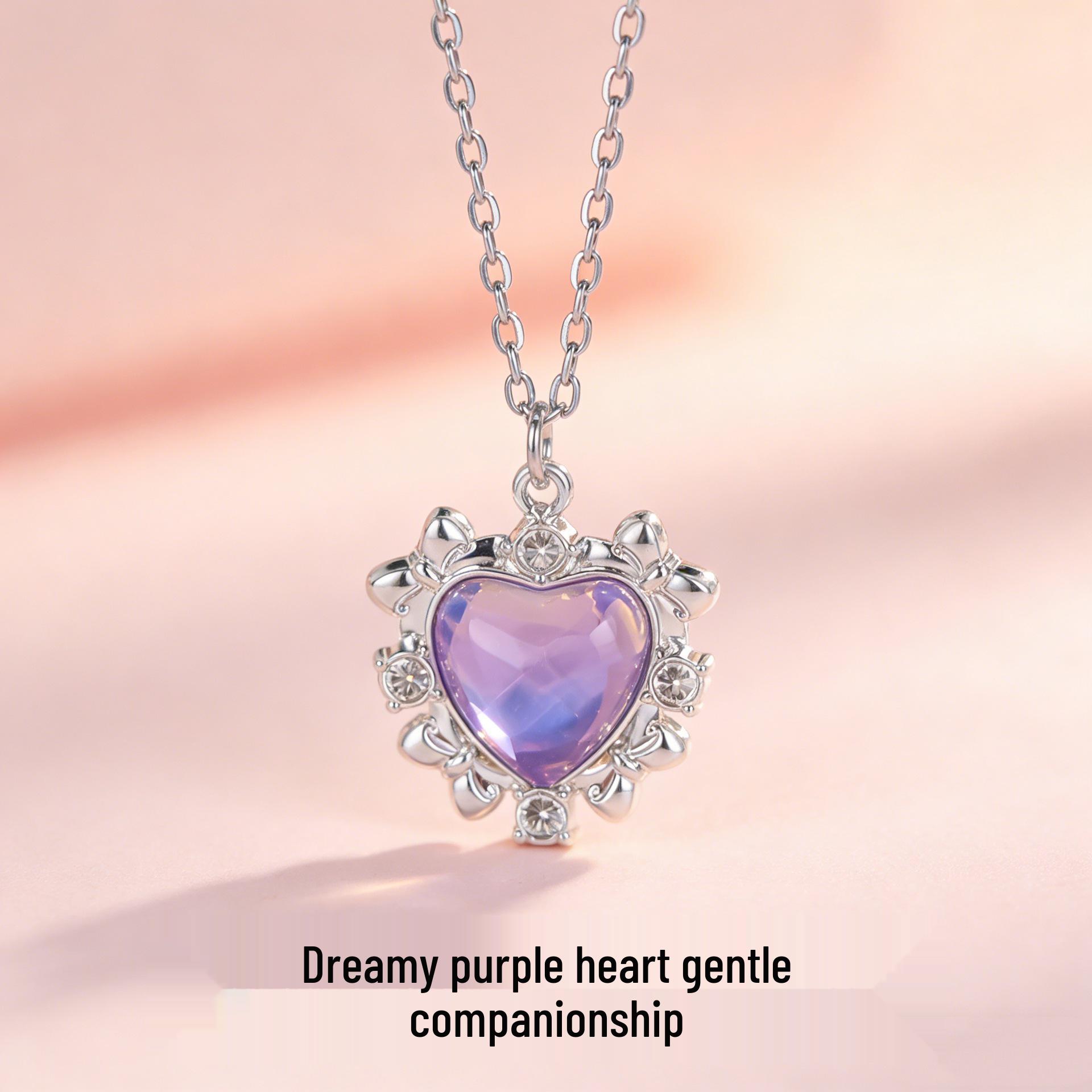 Iridescent Moonstone Heart Necklace - High-End Versatile Design for Women