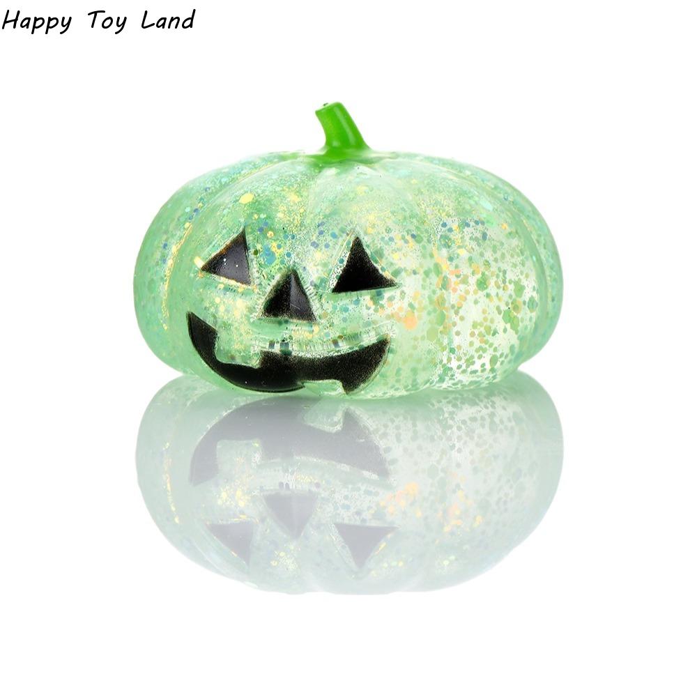 Soft Texture Halloween Pumpkin Squeeze Toy Tpr Stretch Slow Rebound Vent Toy Glittering Elastic Pinching Squishy Fidget Toy