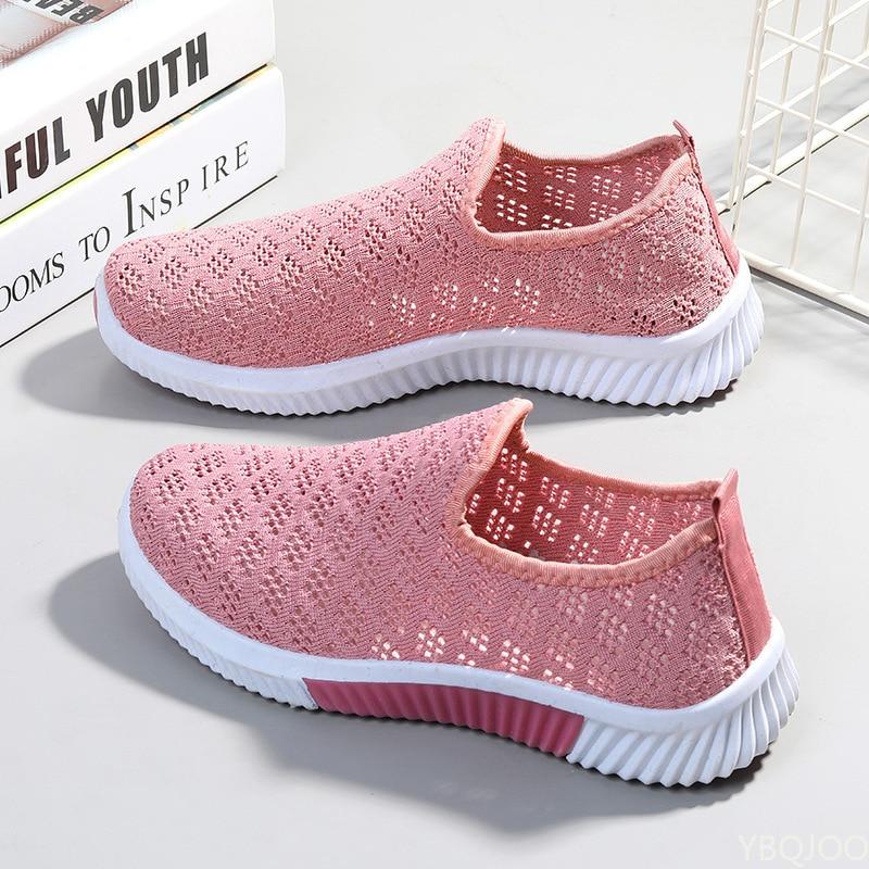 Fashion Mesh Shoes Women Shoes Sports Shoes Breathable Flats Soft Sole Casual Sneakers