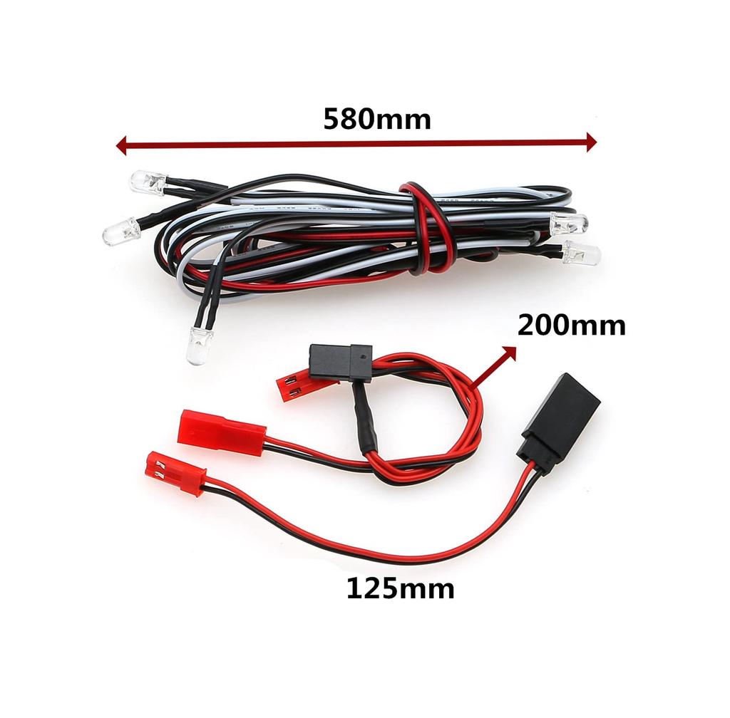 SHEAWA 5mm 6-Piece LED Light Kit for RC Cars, Red and White, Modification Parts