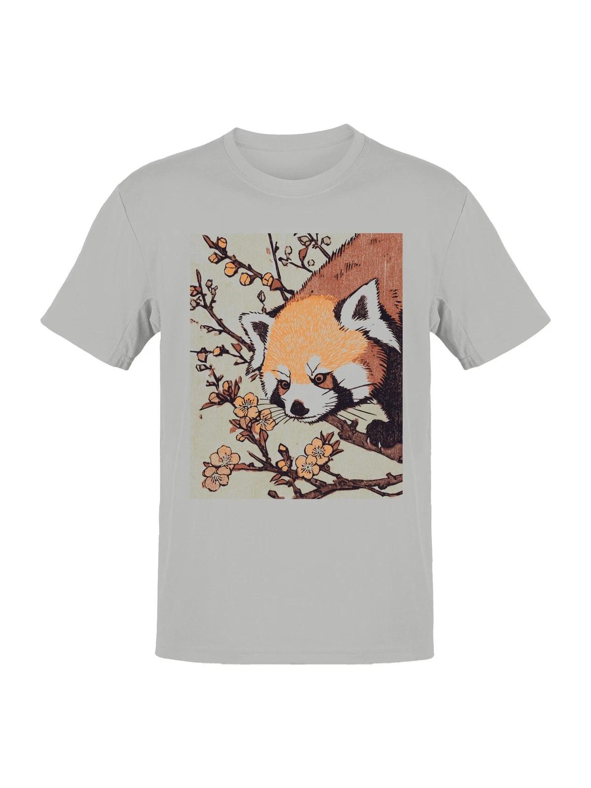 Red Panda and Blossoms Art Men s T-shirt L