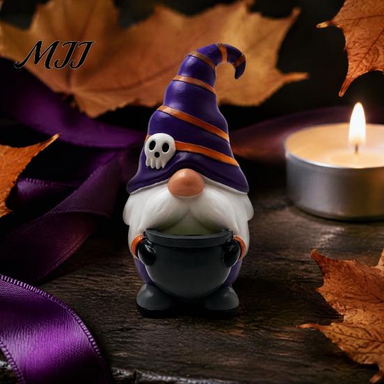 Durable Resin Craft Ornaments Halloween Gnome Ornament, Spooky Faceless Figurine, Unique Elf Sculptures for Home Indoor Outdoor Party Festive