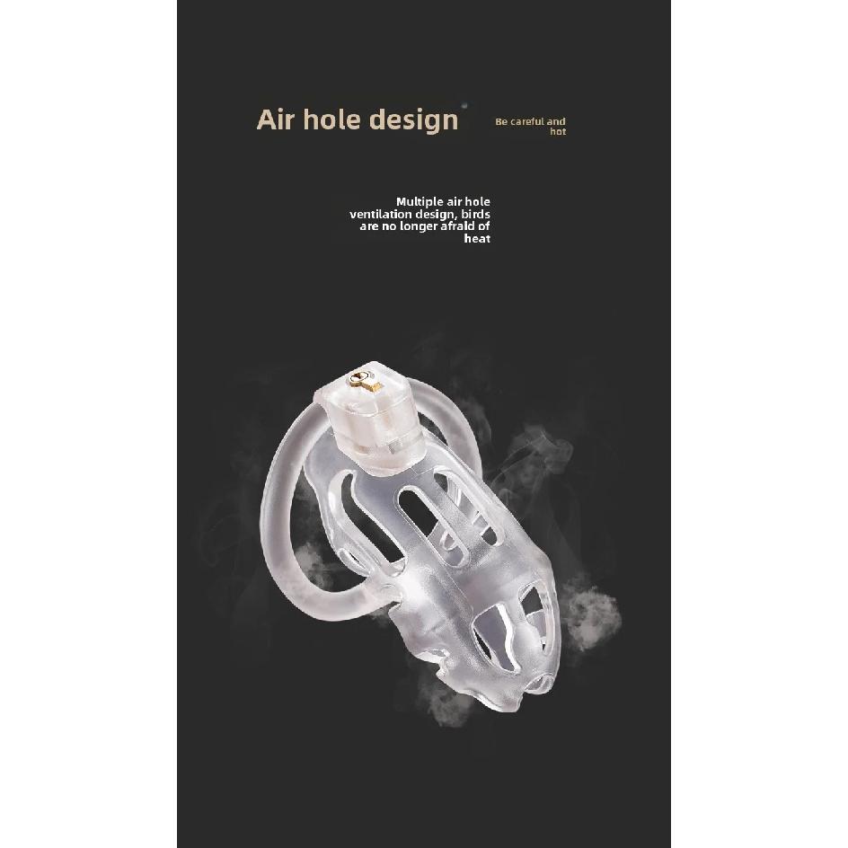 BDSM Male Penis Lock Chastity Cage with Lock 3 Rings Resin Virginity for Men Breathable Cock Ring Penis Restrain Adult Sex Toys