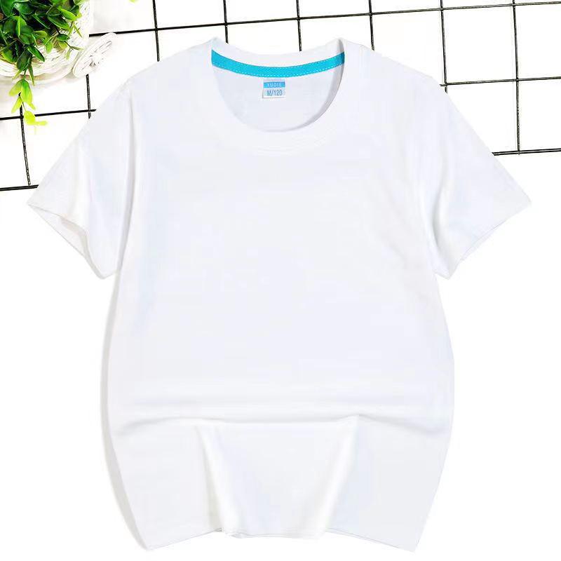 Available: 180g Combed Cotton Round Neck Short-Sleeve T-Shirts for Boys & Girls, Small/Medium Kids, Kindergarten Babies, Custom Logo. 150cm белый