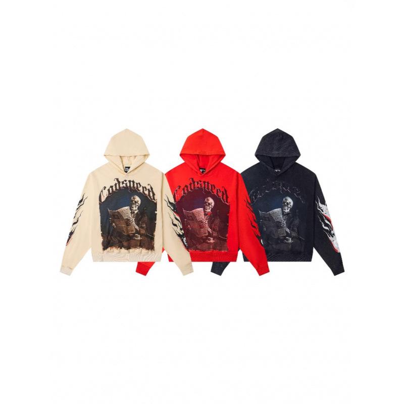 odspeedss autumn and winter new direct injection printing wash water retro pure cotton hip hop beauty trend hoodie sweater