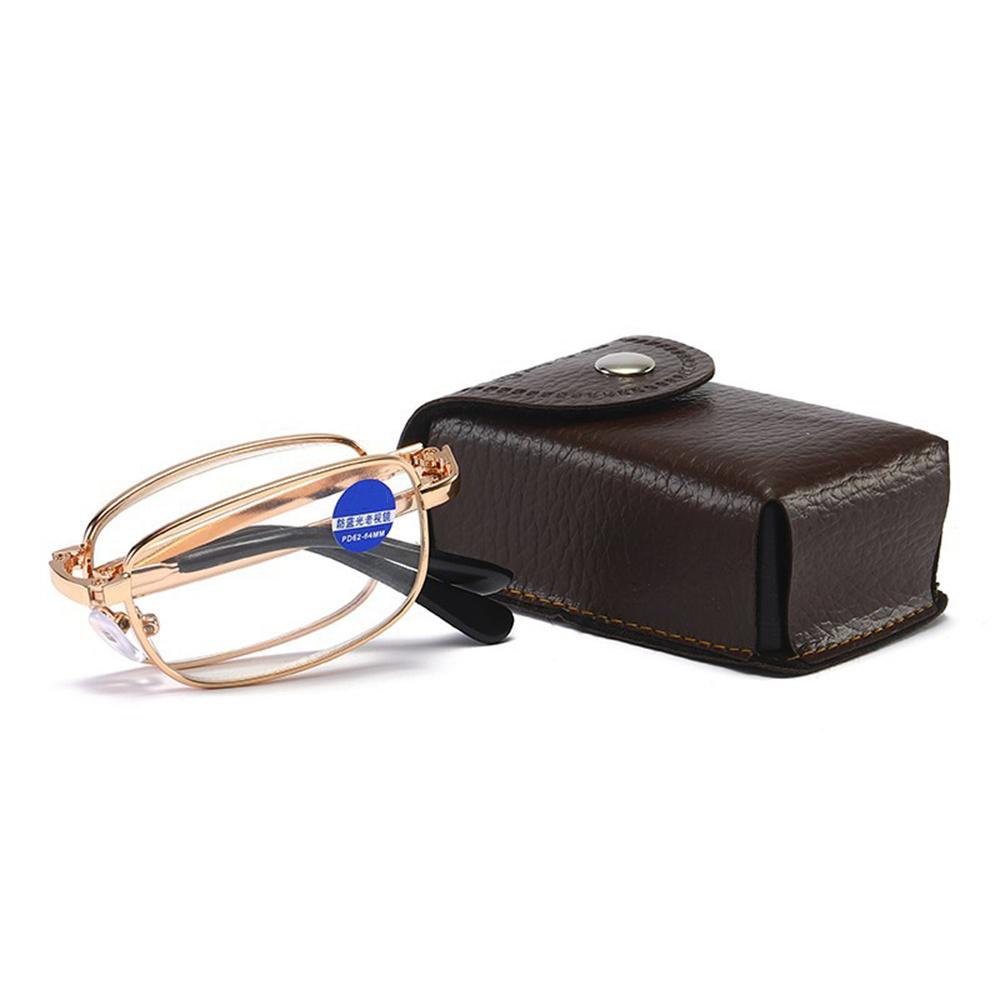 Blue Anti-Light Reading Glasses Folding Presbyopia Men Women Metal Retro Reading Glasses With Case 1.0 1.5 2.0 2.5 3.0 3.5 4.0