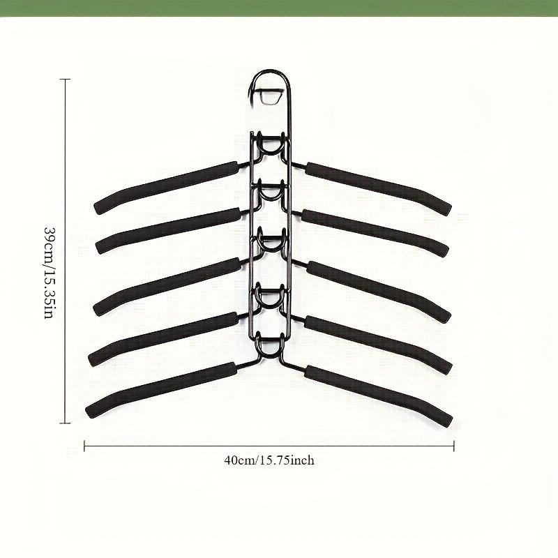 5 Pack 5-in-1 Multi-functional Space Saving Clothes Hangers, Multi-Layer Metal Garment Hanger with Anti-Slip Foam Pads, Closet Organizer Storage чёрный