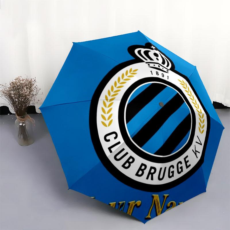 1 PC Automatic Folding Umbrella - Club Brugge KV Custom Name Pattern, Portable & Foldable Design with 8 Ribs, Christmas Birthday Gifts