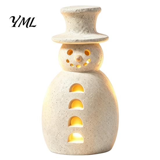 Light-Up Snowman Figurine Christmas Decorative Light, LED Light-up Hollow Figurine, Statue Resin Night Lamp for Holiday Party Tabletop Decor Desktop