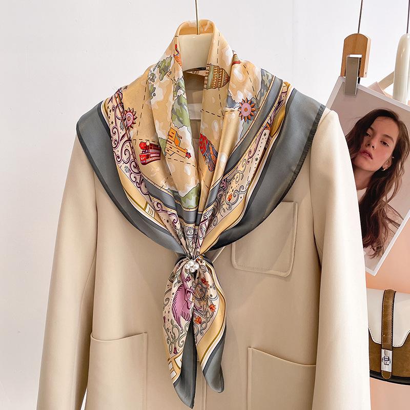 Red sailboat silk 90 square scarves silk scarves women s versatile 100% mulberry silk scarves women s spring and autumn send elders 2025 no specifications