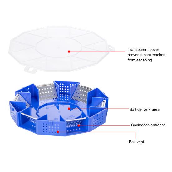 Cockroach Catcher Box 6 Entrance Single Layer PP Plastic Round Roach Trap Box for Kitchen