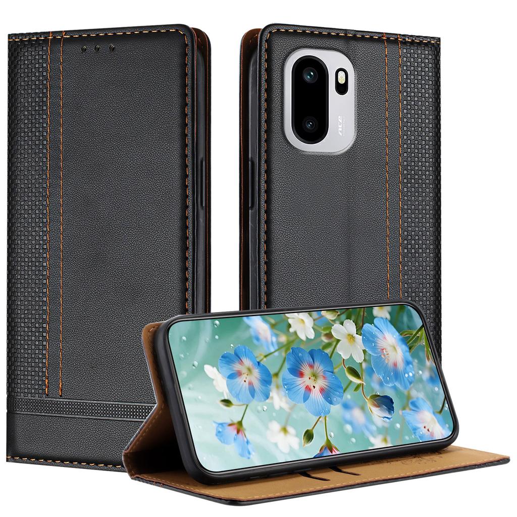 For OnePlus 15R 5G/Ace 6T 5G/Ace 6 5G Case L-Shaped Grid Pattern Leather Stand Phone Cover with Card Slots