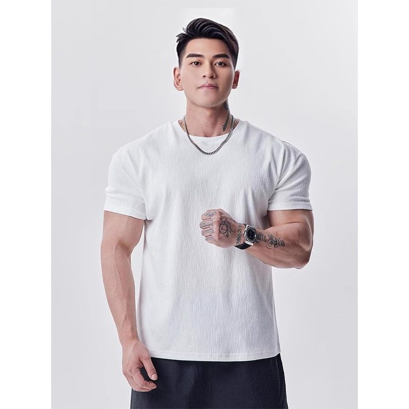 Men Solid V Neck T Shirt Short Sleeve Stretch Casual Workout Top For Daily And Gym Wear