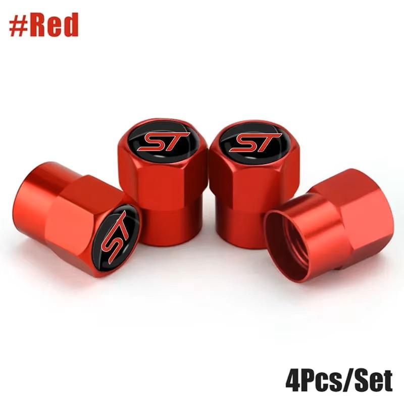4Pcs/Set ST Emblem Car Wheel Tire Valve Caps Covers Accessories For Ford Focus Kuga Mondeo Transit EcoSport Tierra Explorer