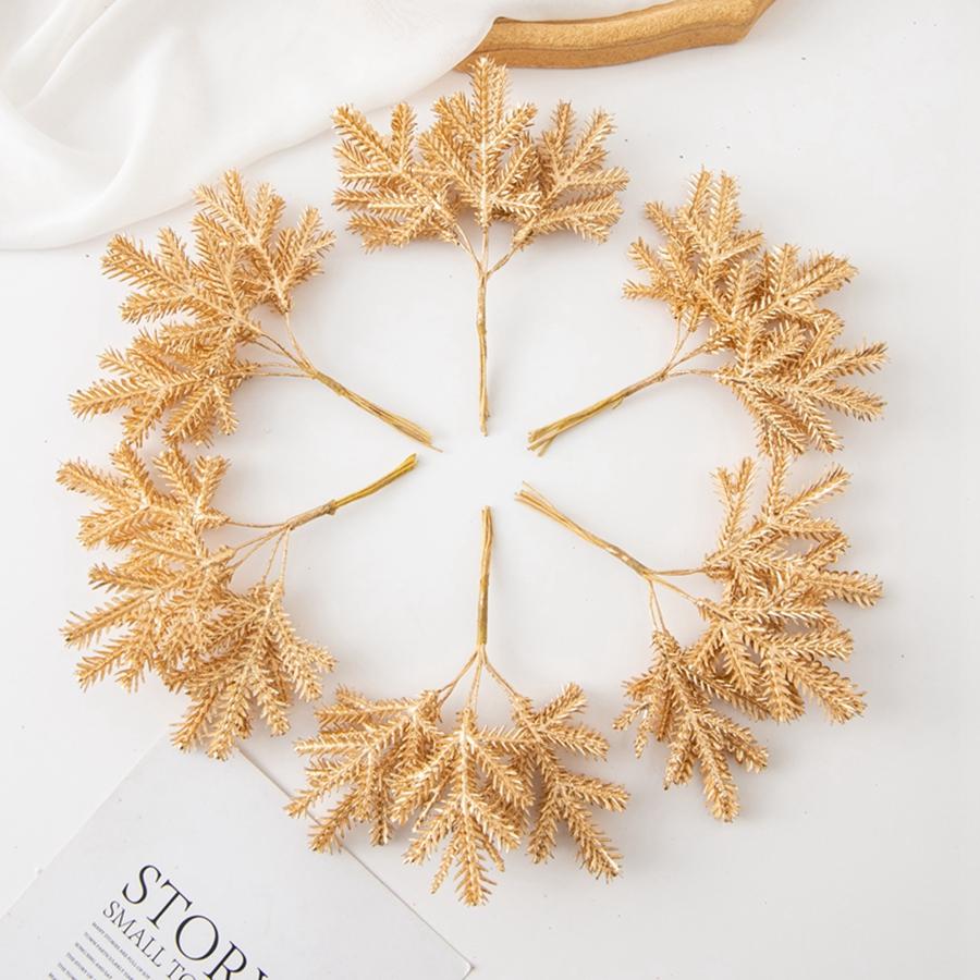 1/5Pcs Artificial Plants Golden Fake Branch with frost Christmas Tree Materials Home Wedding Decor Photography Background Wall