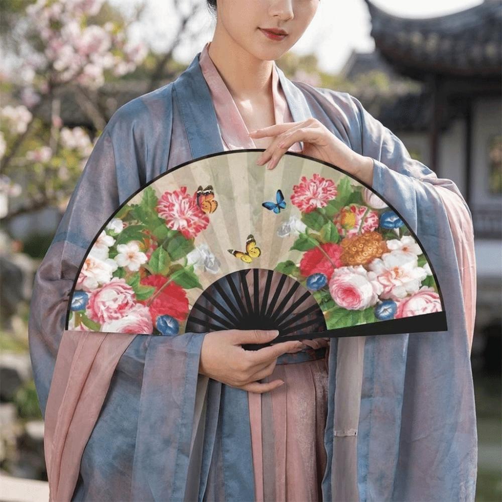 Silk Cloth Folding Handheld Fan Handmade Dance Fan Portable Bamboo Fan Art Fans