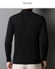 2024 Winter Men's Wool Sweater: Solid Color Jacquard Knit, Warm Thickened Half-Zip
