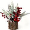 Charming Mini Simulated Tree with Red Berries & Pine Cones-Perfect for Tabletop,Fireplace Mantel Decor | Holiday Ornament