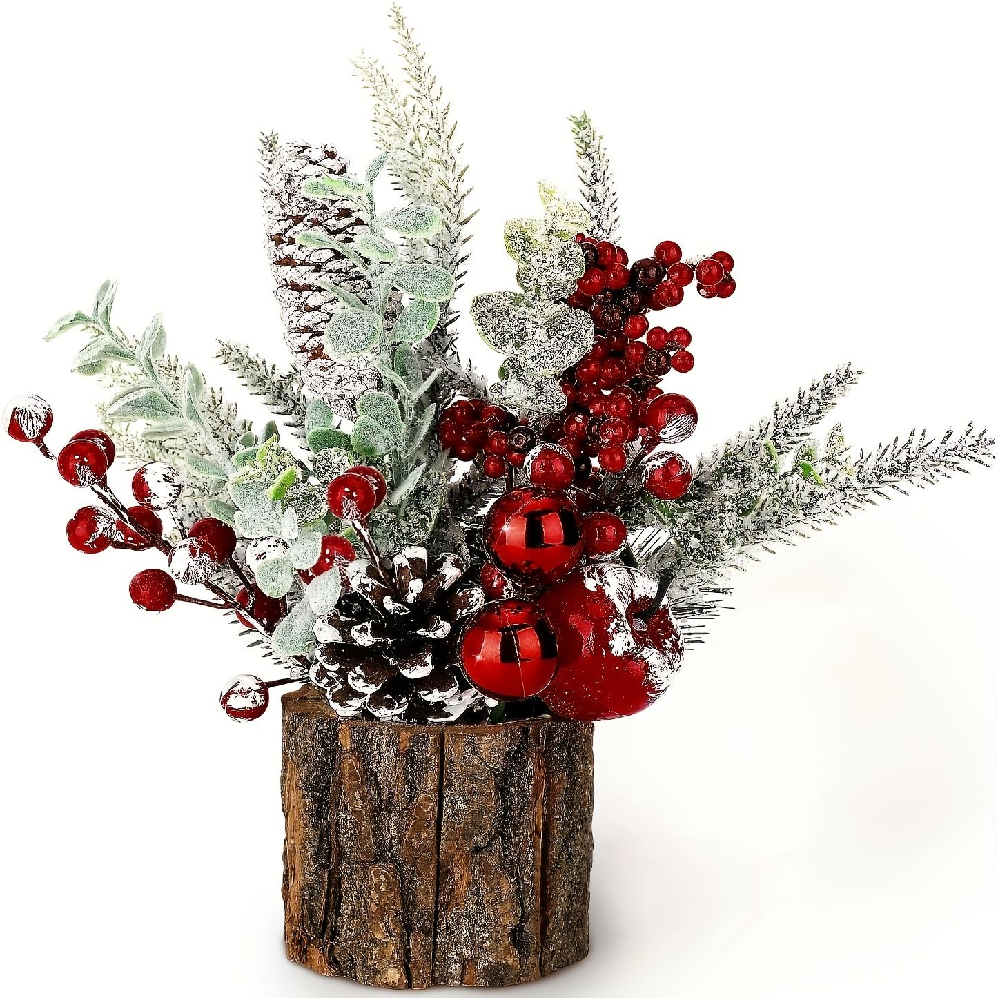 

Charming Mini Simulated Tree with Red Berries & Pine Cones-Perfect for Tabletop,Fireplace Mantel Decor | Holiday Ornament