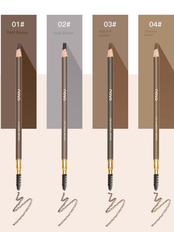Novo Hard-Core Eyebrow Pencil for Women, Creates Natural-Looking Eyebrows with Distinct, Long-Lasting Lines, Waterproof and Sweat-Resistant,