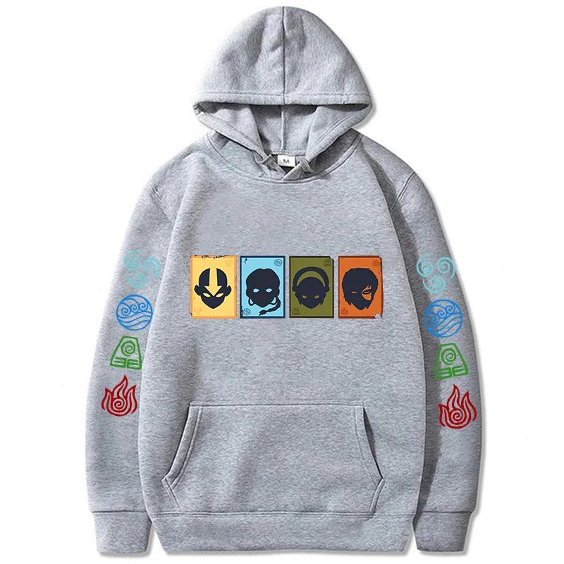 90s Casual Sweatshirts Avatar The Last Airbender Y2k Mens Hoodies Streetwear Hip Hop Harajuku Pullovers Fashion Mange Clothes