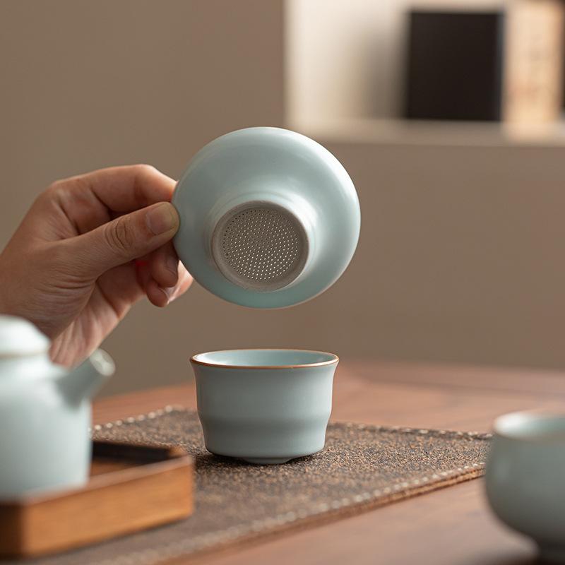 Tianqing Ru Kiln Beauty Fair Teacup Kung Fu Tea Set Ceramic Tea Sea Fair Cup Household Single Tea Separator Public Cup