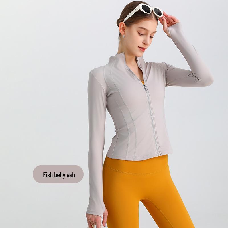 Women's Slim Fit Quick-Dry Zip-Up Yoga Top - Long Sleeve & Bare Feel