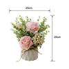 Artificial Flowers with Small Ceramic Vase Faux Roses Plants Eucalyptus Leaves Berries Flower Arrangements Decorations for Home