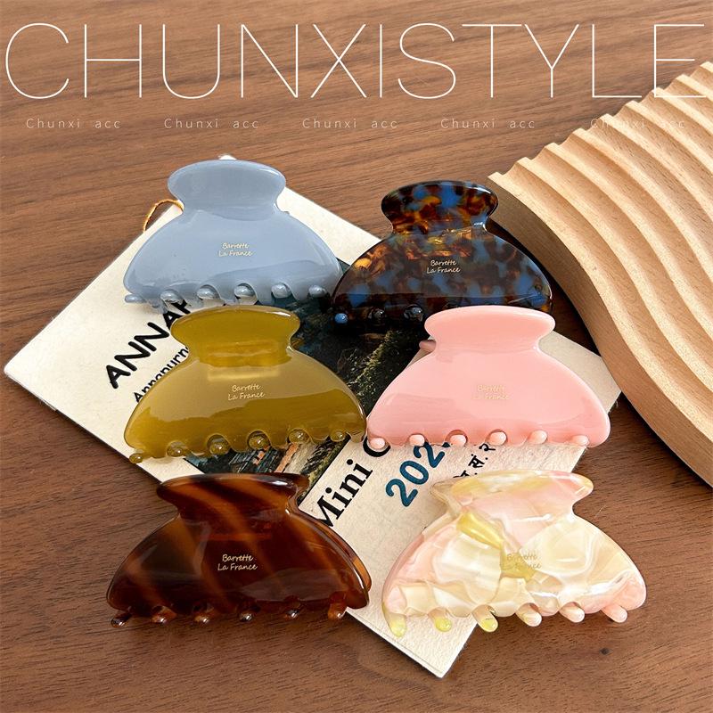 Korean Elegant Acetate Medium Claw Clip for Women - Simple Half-Up Shark Hair Accessory