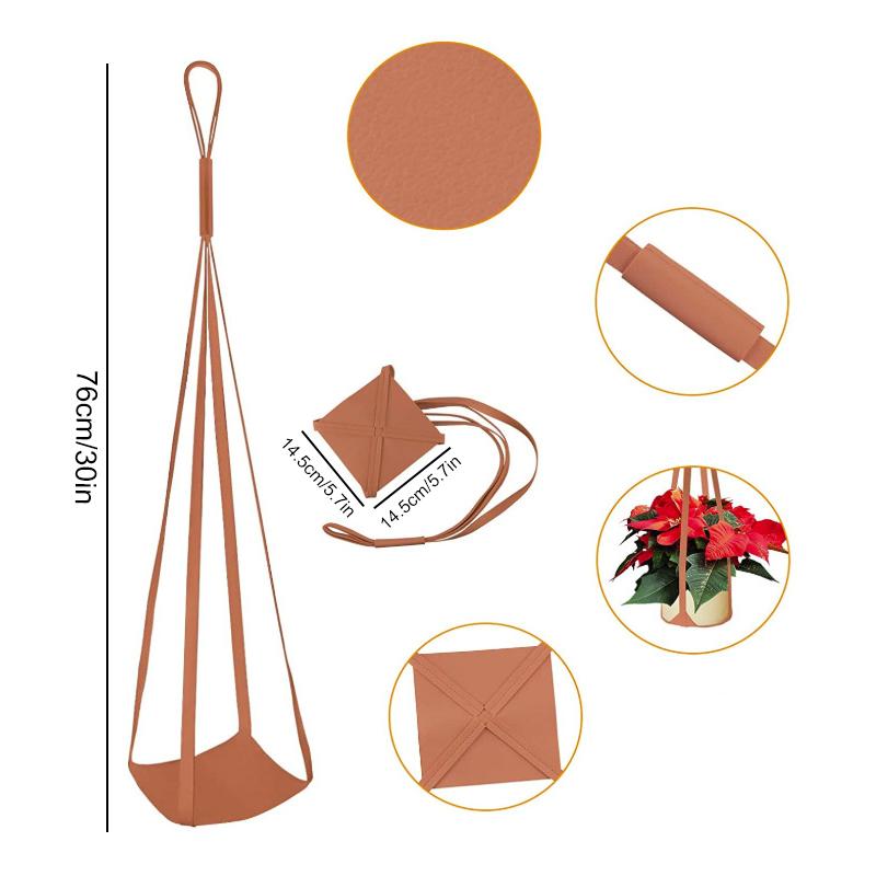 New Simple Leather Hanging Flower Pot Basket Indoor And Outdoor Plant Hanging Basket Tray Green Plant Hanging Pot Hanging Basket