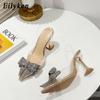 Eilyken Sommer PVC Transparent Spitz Frauen Pumpen Mode Kristall Strass Schmetterling-knoten High Heel Damen Sandalen