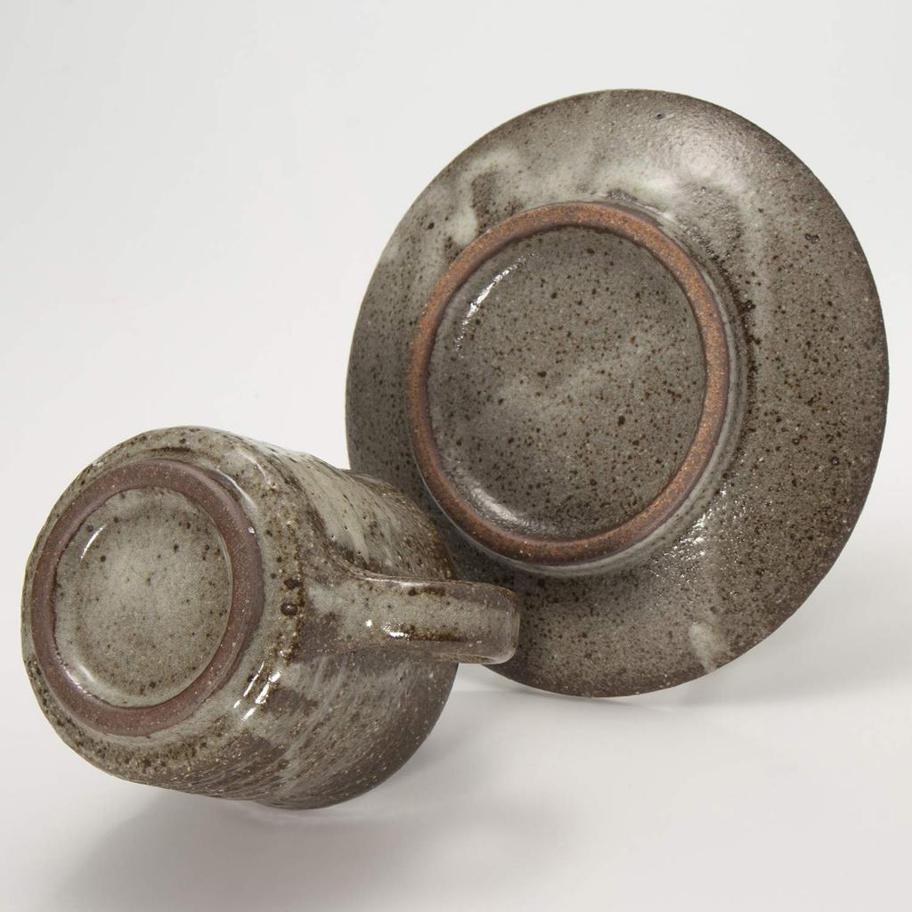 Marui Seito Shigaraki Ware Hechimon Coffee Cup and Saucer with Ash Brush, Approximately 210ml Capacity, Ceramic, Made In Japan, MR-3-3280