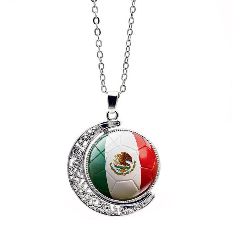FIFA World Cup Flag Football Necklace Women's Versatile Creative Rotating Moon Pendant Sweater Chain