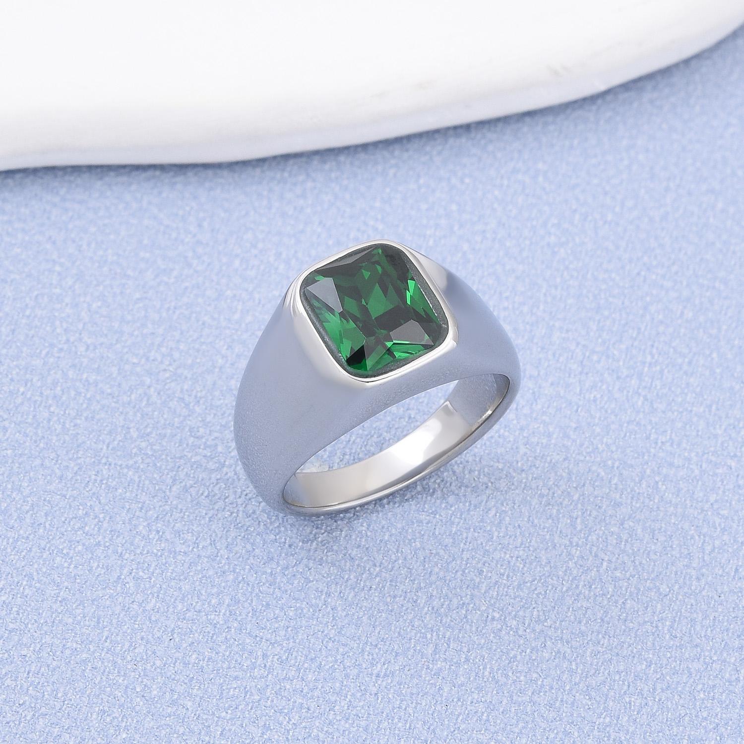 

R3482 1 шт. Чоловічий/Жіночий Весільне кільце зі стильним цирконієм з титанової сталі, Чоловічі легкі та компактні кільця з нержавіючої сталі 316L 12 зелений