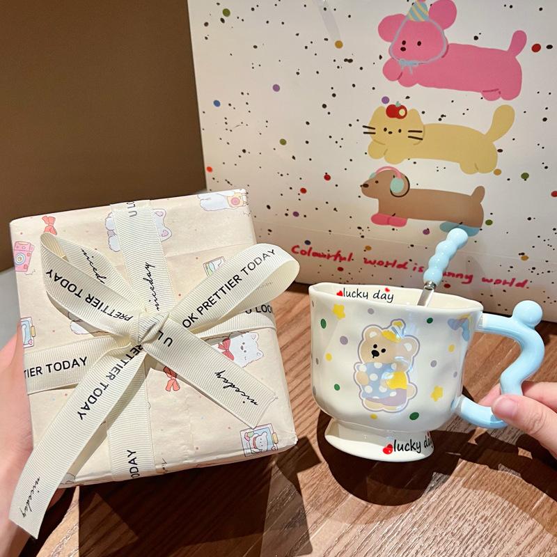 Ins Cute Cartoon Goblet Pacha Dog Mug Water Cup Couple Ceramic Cup Birthday Gift Girls Practical