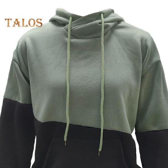 Damska bluza z kapturem na jesień i zimę, z kolorowym blokiem, ściągaczem, długimi rękawami, elastycznymi mankietami i obszyciem oraz dużą kieszenią, gruba sportowa bluzka fitness