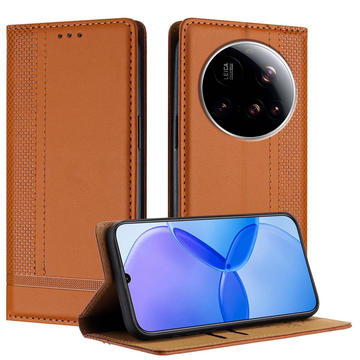 

Для Xiaomi 15 Ultra Чохол L-подібний сітчастий візерунок Шкіряна підставка Чохол для телефону з відділеннями для карток Brown