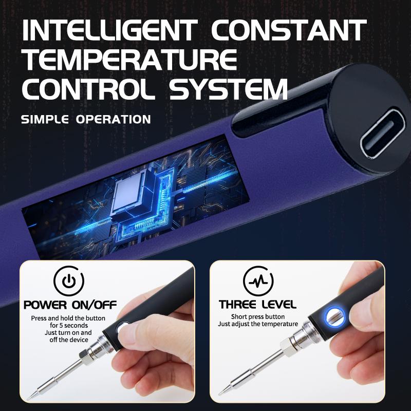 Portable Mini Digital Display Soldering Iron, USB-C Charging, DIY Tool, Three  Voltages, Available In 6 Colors For Sele