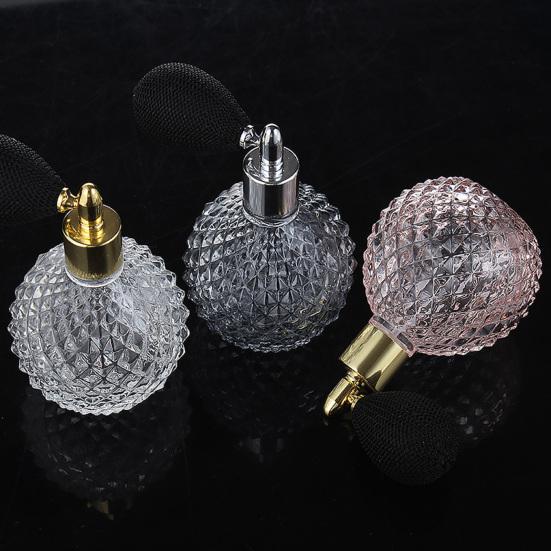 100ml Perfume Bottle Leak-Proof Fine Mist Faux Diamond-shaped Cutting Portable Vintage Air Balloon Refillable Glass Spray Bottle Gift Supply