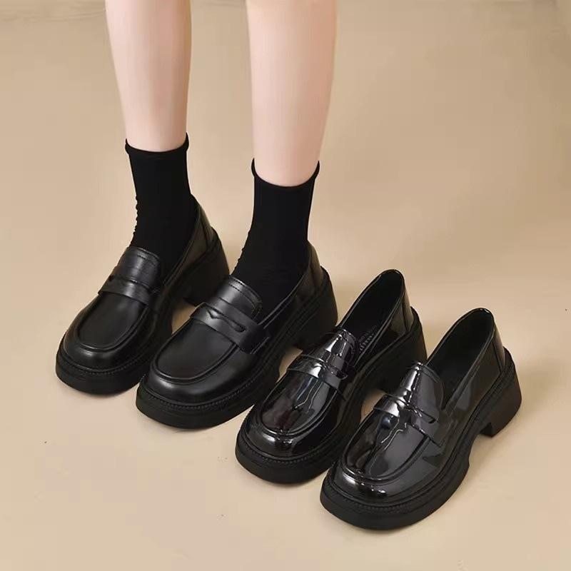French platform thick heel Mary Jane single shoes women's 2025 autumn and winter British style versatile one-pedal loafers women