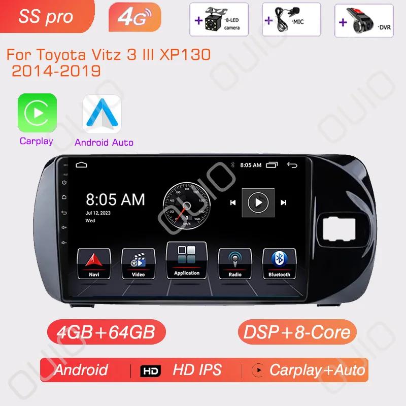 4G Android 13 Radio For Toyota Vitz 3 XP130 2014 2015 2016 2017-2019 Car Stereo Multimedia Player Carplay Auto GPS 2DIN NO DVD