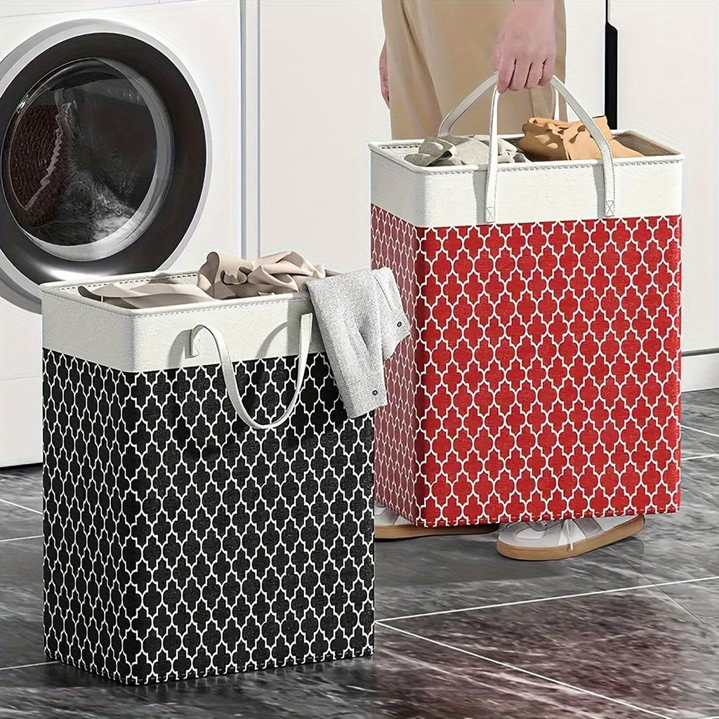 1pc Dirty Clothes Basket, Large Capacity Cotton And Linen Fabric Dirty Clothes Basket, Toy Storage Bucket, Laundry Basket, Foldable Clothes Storage