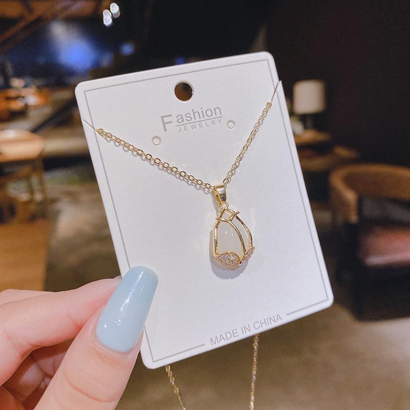 Real Gold Plated Korean Crystal Water Drop Pendant Choker Necklace for Women Electroplated медный