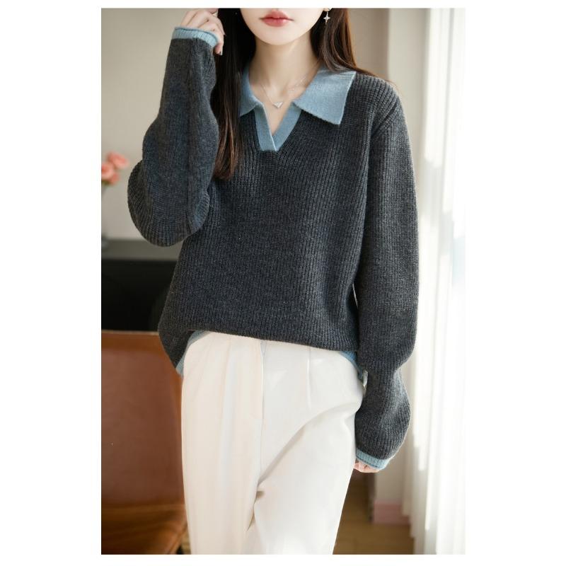 Women S Cotton Knit Sweater Stand Collar Long Sleeve Casual Basic Top