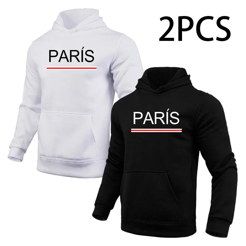 2 in 1 Hoodie für Herren Paris Print Herbst Winter Täglich Lässig Sport Jogging Sweatshirt Zuhause Outdoor Komfort Warm Mode Pullover